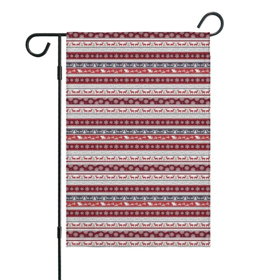 Red Christmas Folk Pattern Fall Garden Flags 12.5"x18" Double Side,Small Yard Flags for Outside,Outdoor Fall Decor,Autumn Funny Garden Flag Yard Decoration