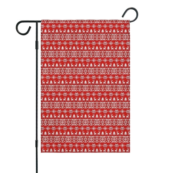 Red Christmas Folk Pattern Fall Garden Flags 12.5"x18" Double Side,Small Yard Flags for Outside,Outdoor Fall Decor,Autumn Funny Garden Flag Yard Decoration