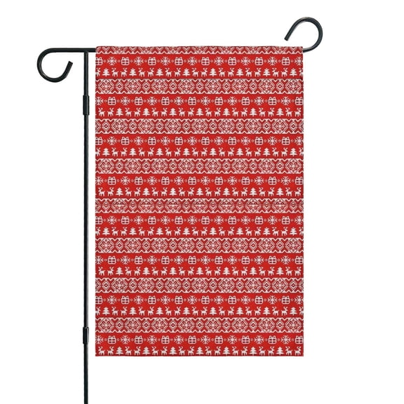 Red Christmas Folk Pattern Fall Garden Flags 12.5"x18" Double Side,Small Yard Flags for Outside,Outdoor Fall Decor,Autumn Funny Garden Flag Yard Decoration