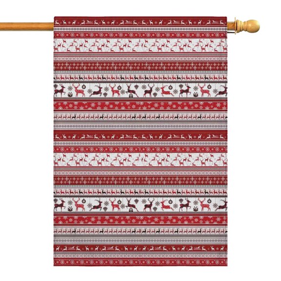 Red Christmas Folk Pattern Fall Garden Flags 28"x40" Double Side,Small Yard Flags for Outside,Outdoor Fall Decor,Autumn Funny Garden Flag Yard Decoration