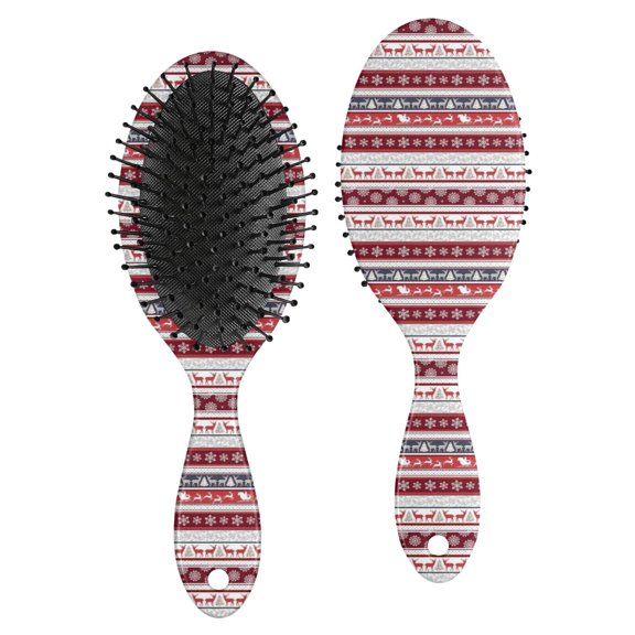 Red Christmas Folk Pattern Hair Brush,Girls Detangling Hair Brush,Glide Through Tangles with Ease for Wet & Dry Hair,8.8"X2.8"