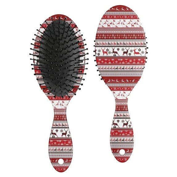 Red Christmas Folk Pattern Hair Brush,Girls Detangling Hair Brush,Glide Through Tangles with Ease for Wet & Dry Hair,8.8"X2.8"