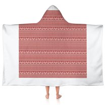 Red Christmas Folk Pattern Hooded Bath Towel，50"x30" for Ages 3 To 12 Kids, Quick Dry Lightweight Soft Microfiber Hood Beach Towel Cover Up for Kids