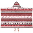 thumbnail image 1 of Red Christmas Folk Pattern Hooded Bath Towel，60"x35" for Ages 3 To 12 Kids, Quick Dry Lightweight Soft Microfiber Hood Beach Towel Cover Up for Kids, 1 of 7