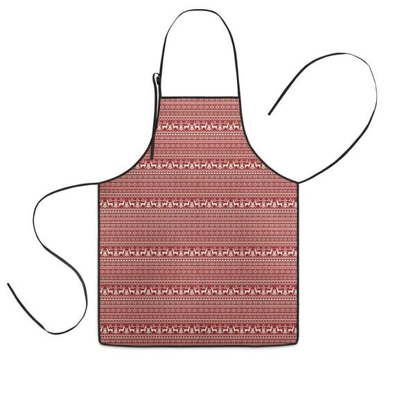 Red Christmas Folk Pattern Kids Aprons for Girls and Boys,Adjustable Neck Strap Toddler Aprons for Kids Cooking Baking