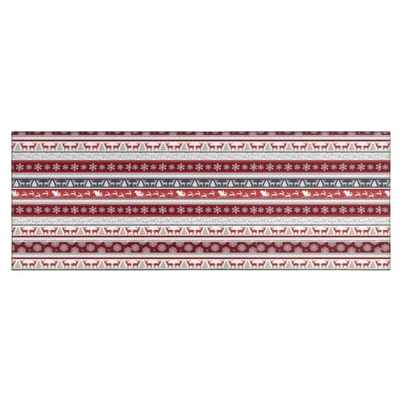 Red Christmas Folk Pattern Kitchen Rug Mat,Kitchen Runner Rugs Non Skid Washable,Decorative Kitchen Floor Mats for Kitchen,Sink,Laundry,17"X47"