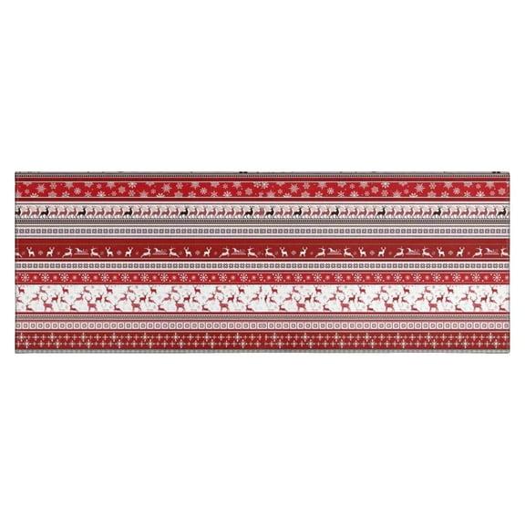 Red Christmas Folk Pattern Kitchen Rug Mat,Kitchen Runner Rugs Non Skid Washable,Decorative Kitchen Floor Mats for Kitchen,Sink,Laundry,17"X47"