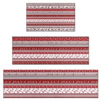 Red Christmas Folk Pattern Kitchen Rugs Sets Of 3,Kitchen Runner Rugs Non Skid Washable,Decorative Kitchen Floor Mats for Kitchen,Sink,Laundry,17"x30" 17"x47" 17"x59"