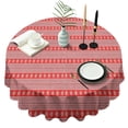 thumbnail image 1 of Red Christmas Folk Pattern Round Tablecloth 60"x60",Wrinkle Wipeable Table Cloth for Kitchen Dining Room Picnic Patio Party, 1 of 6