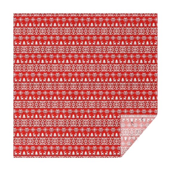 Red Christmas Folk Pattern Square Tablecloth,Waterproof Square Table Cover,Wipeable Spillproof Washable Table Cover for Home Kitchen Party Decor 42"X42"(107x107cm)