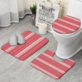thumbnail image 1 of Red Christmas Geometric Snowflake Pattern Bathroom Rugs Sets 3 Piece,Toilet Cover Set,Absorbent Non Slip Bathroom Mats Sets with U-Shaped Contour Rug Toilet Rug Set, 1 of 5