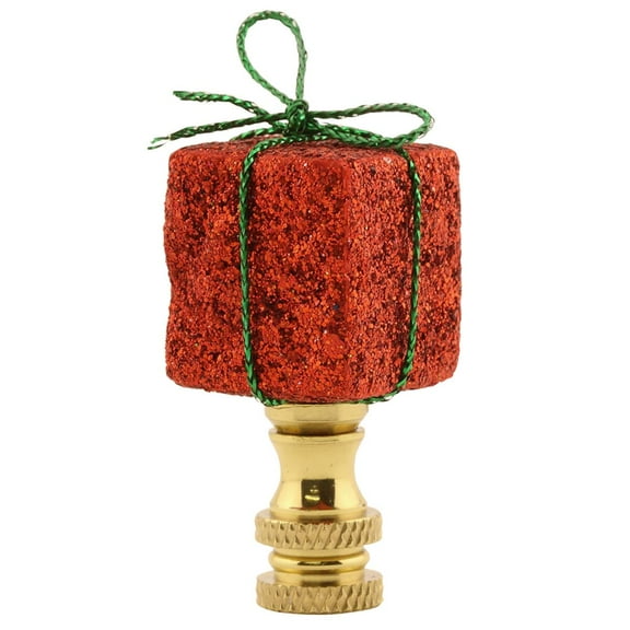 Red Christmas Gift Finial 2.25"h