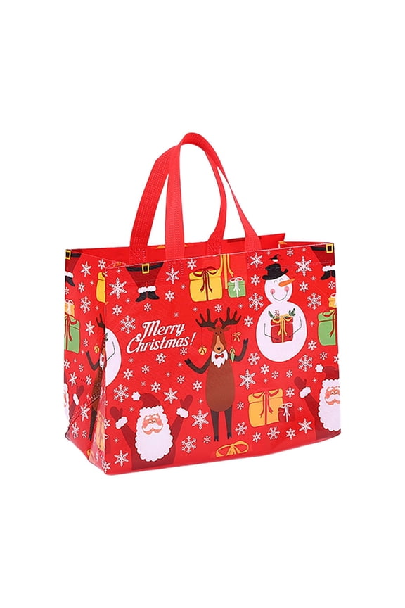 Red Christmas Gift Tote Bag, Non-Woven Fabric, 13.78X9.84X6.69In, Reusable, For Present & Shopping