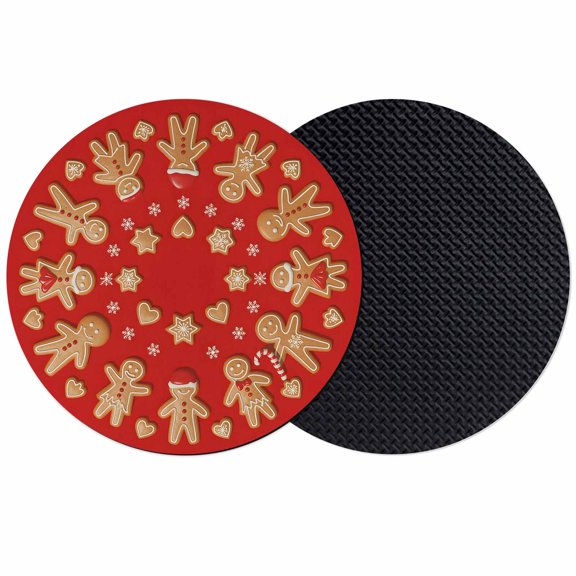 Red Christmas Gingerbread Coasters Set of 2, Absorbent Coasters for Drinks, Winter Xmas Modern Candy Cane Coaster for Desk Coffee Table Protection, Home Decor House Warming Gifts 4"