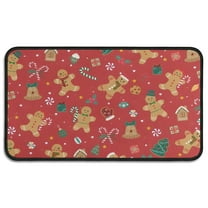 Red Christmas Gingerbread Man Pattern Door Rugs,Washable Non Slip Door Mats Indoor,Decorative Door Mats,Entry Mat Indoor for Entrance,Bedroom,Kitchen,Bathroom,30"x17"