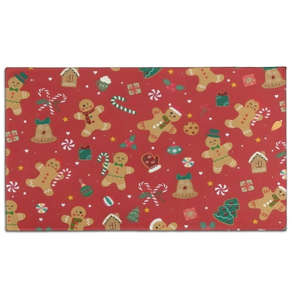 Red Christmas Gingerbread Man Pattern Door Rugs,Washable Non Slip Door Mats Indoor,Decorative Door Mats,Entry Mat Indoor for Entrance,Bedroom,Kitchen,Bathroom,17"x30"