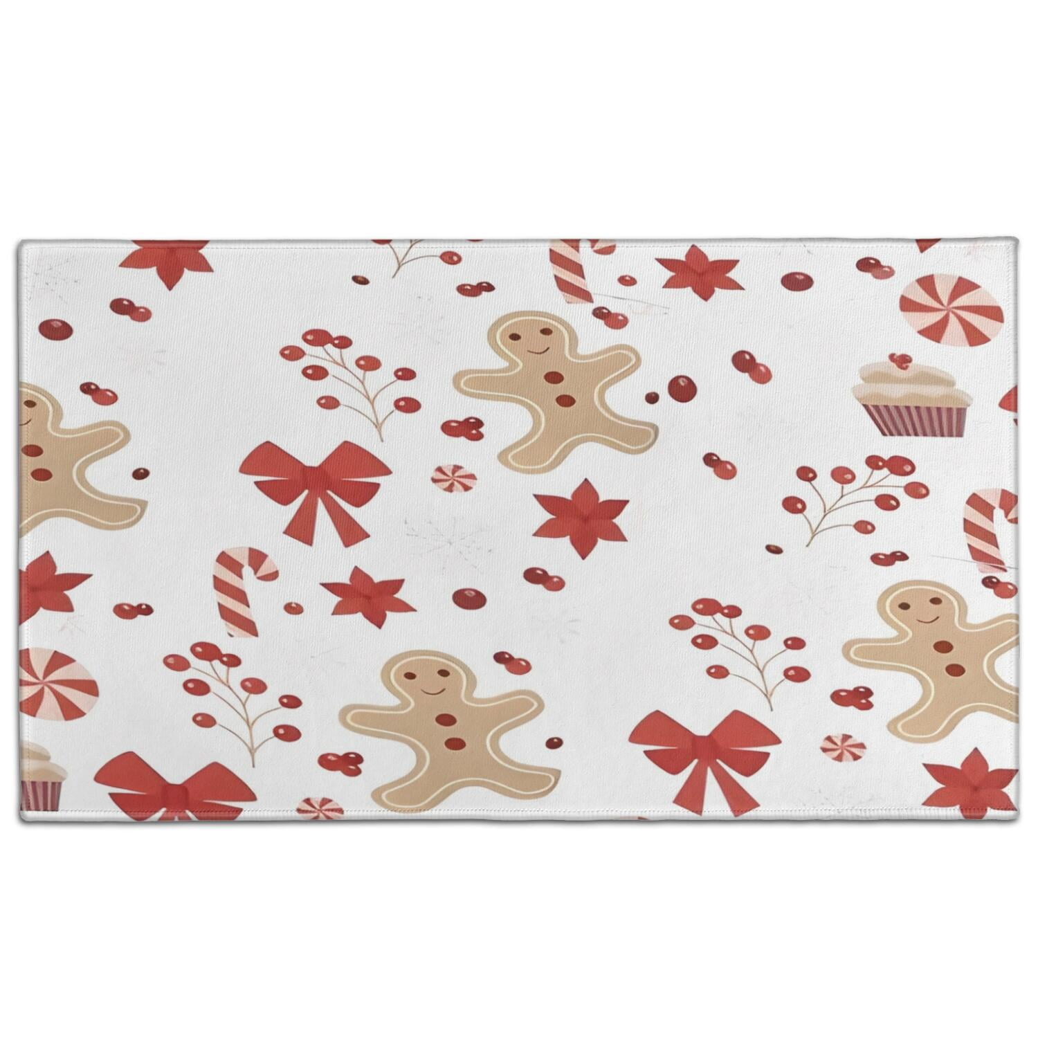 Red Christmas Gingerbread Man Pattern Door Rugs,Washable Non Slip Door ...