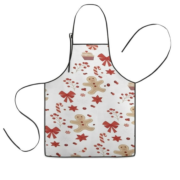 Red Christmas Gingerbread Man Pattern Kids Aprons for Girls and Boys,Adjustable Neck Strap Toddler Aprons for Kids Cooking Baking