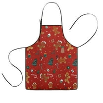Red Christmas Gingerbread Man Pattern Kids Aprons for Girls and Boys,Adjustable Neck Strap Toddler Aprons for Kids Cooking Baking