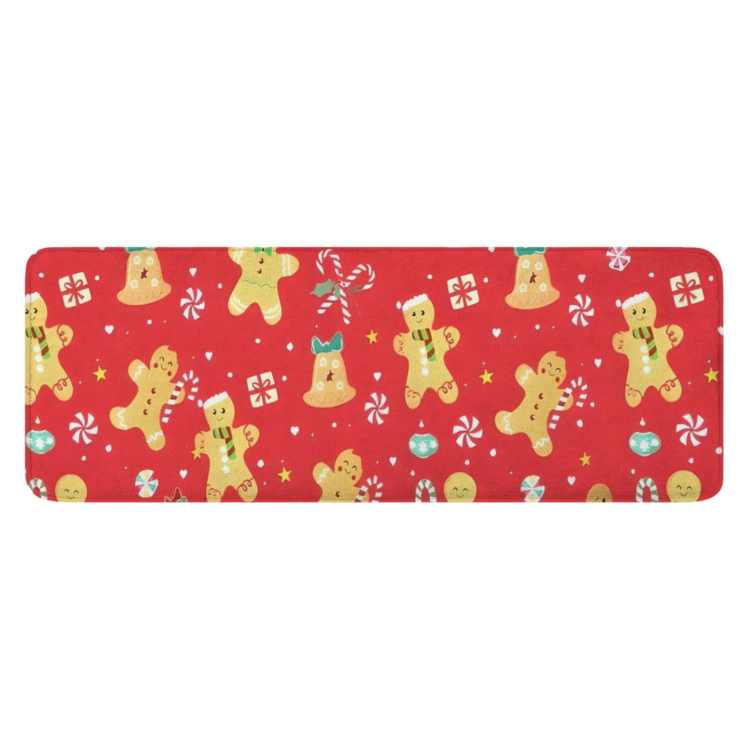 Red Christmas Gingerbread Man Pattern Kitchen Rug Mat,Kitchen Runner ...