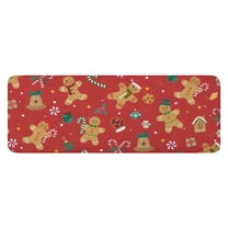 Red Christmas Gingerbread Man Pattern Kitchen Rug Mat,Kitchen Runner Rugs Non Skid Washable,Decorative Kitchen Floor Mats for Kitchen,Sink,Laundry,17"x47.2"