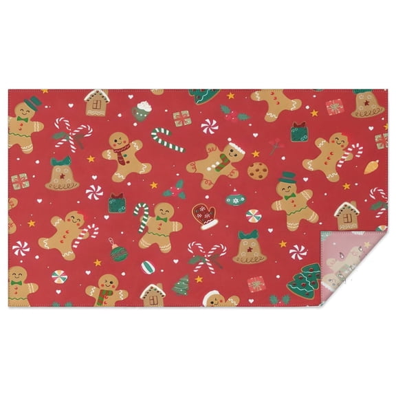 Red Christmas Gingerbread Man Pattern Rectangle Tablecloth 60"x102",Waterproof Polyester Rectangle Table Cloth, Wipeable Spillproof Polyester Tablecloth for Dining, Camping, Indoor and Outdoor