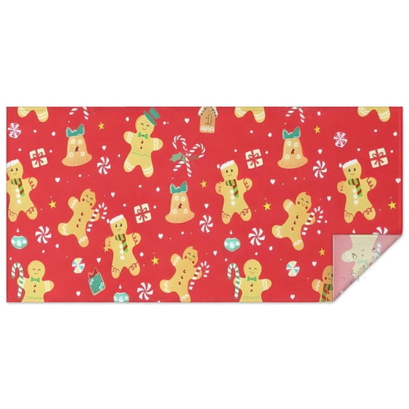 Red Christmas Gingerbread Man Pattern Rectangle Tablecloth 60"x120",Waterproof Polyester Rectangle Table Cloth, Wipeable Spillproof Polyester Tablecloth for Dining, Camping, Indoor and Outdoor