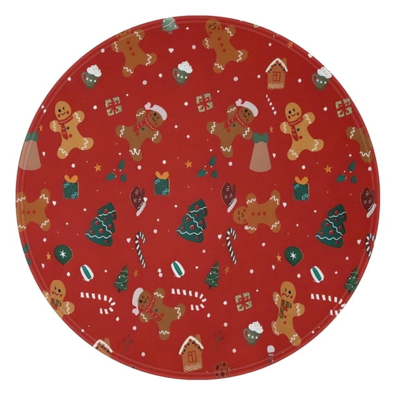 Red Christmas Gingerbread Man Pattern Round Blanket,Comfortable Soft Flannel Throw Blanket,All Season,Warm Lightweight Blankets for Sofa Bed Couch Living Room Chair 47"x47"