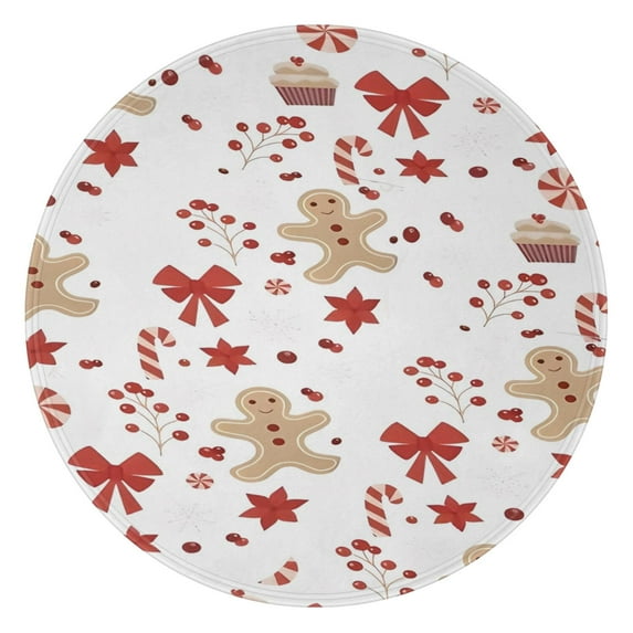 Red Christmas Gingerbread Man Pattern Round Blanket,Comfortable Soft Flannel Throw Blanket,All Season,Warm Lightweight Blankets for Sofa Bed Couch Living Room Chair 47"x47"