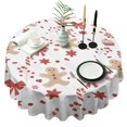 thumbnail image 1 of Red Christmas Gingerbread Man Pattern Round Tablecloth 60"x60",Wrinkle Wipeable Table Cloth for Kitchen Dining Room Picnic Patio Party, 1 of 6