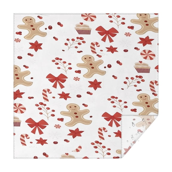 Red Christmas Gingerbread Man Pattern Square Tablecloth,Waterproof Square Table Cover,Wipeable Spillproof Washable Table Cover for Home Kitchen Party Decor 52"x52"(132x132cm)