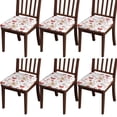 thumbnail image 1 of Red Christmas Gingerbread Man Seat Covers for Dining Room Chairs Set Of 6,Stretch Printed Washable Chair Seat Cover with Elastic Ties and Button,Removable Waterproof Couch Cushion Covers, 1 of 6