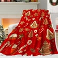 thumbnail image 1 of Red Christmas Gingerbread Man Throw Blanket, Winter Cute Star Snowflakes Candy Cane Throws Blankets, Xmas Soft Lightweight Holiday Blanket for Couch Sofa Bed Chair Living Rooms Decor 50X60IN, 1 of 7