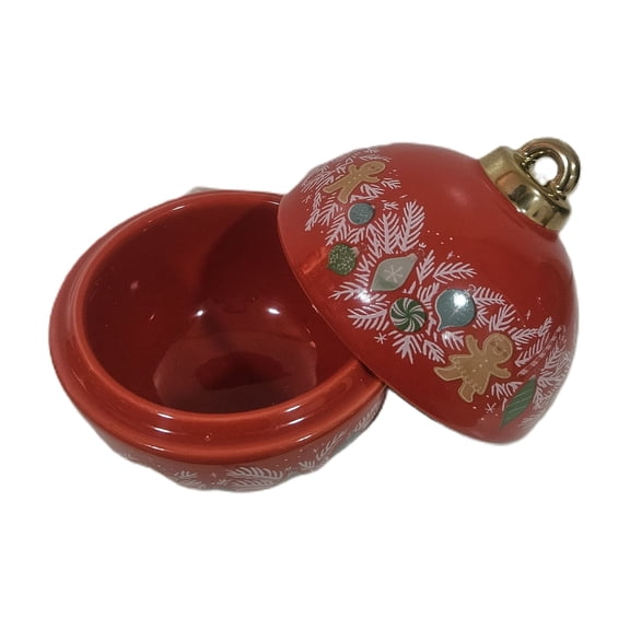 Red Christmas Gingerbread Man and Candy Cane Decorative Ball