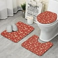 thumbnail image 1 of Red Christmas Gingerbread and Mitten Pattern Bathroom Rugs Sets 3 Piece,Toilet Cover Set,Absorbent Non Slip Bathroom Mats Sets with U-Shaped Contour Rug Toilet Rug Set, 1 of 5
