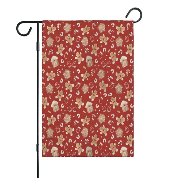 Red Christmas Gingerbread and Mitten Pattern Fall Garden Flags 12.5"x18" Double Side,Small Yard Flags for Outside,Outdoor Fall Decor,Autumn Funny Garden Flag Yard Decoration