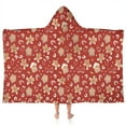 thumbnail image 1 of Red Christmas Gingerbread and Mitten Pattern Hooded Bath Towel，50"x30" for Ages 3 To 12 Kids, Quick Dry Lightweight Soft Microfiber Hood Beach Towel Cover Up for Kids, 1 of 7
