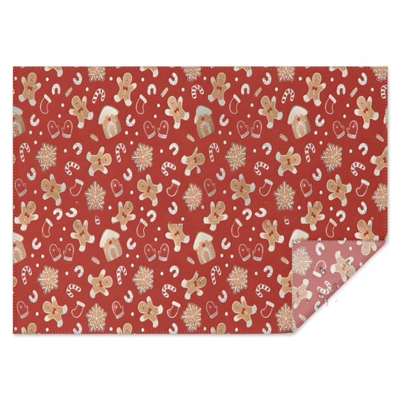 Red Christmas Gingerbread and Mitten Pattern Rectangle Tablecloth 60"x84",Waterproof Polyester Rectangle Table Cloth, Wipeable Spillproof Polyester Tablecloth for Dining, Camping, Indoor and Outdoor