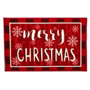 Red Christmas Holiday Accent Rug 30 x 20 inches, Nylon with Anti-Slip Backing, Machine Wash