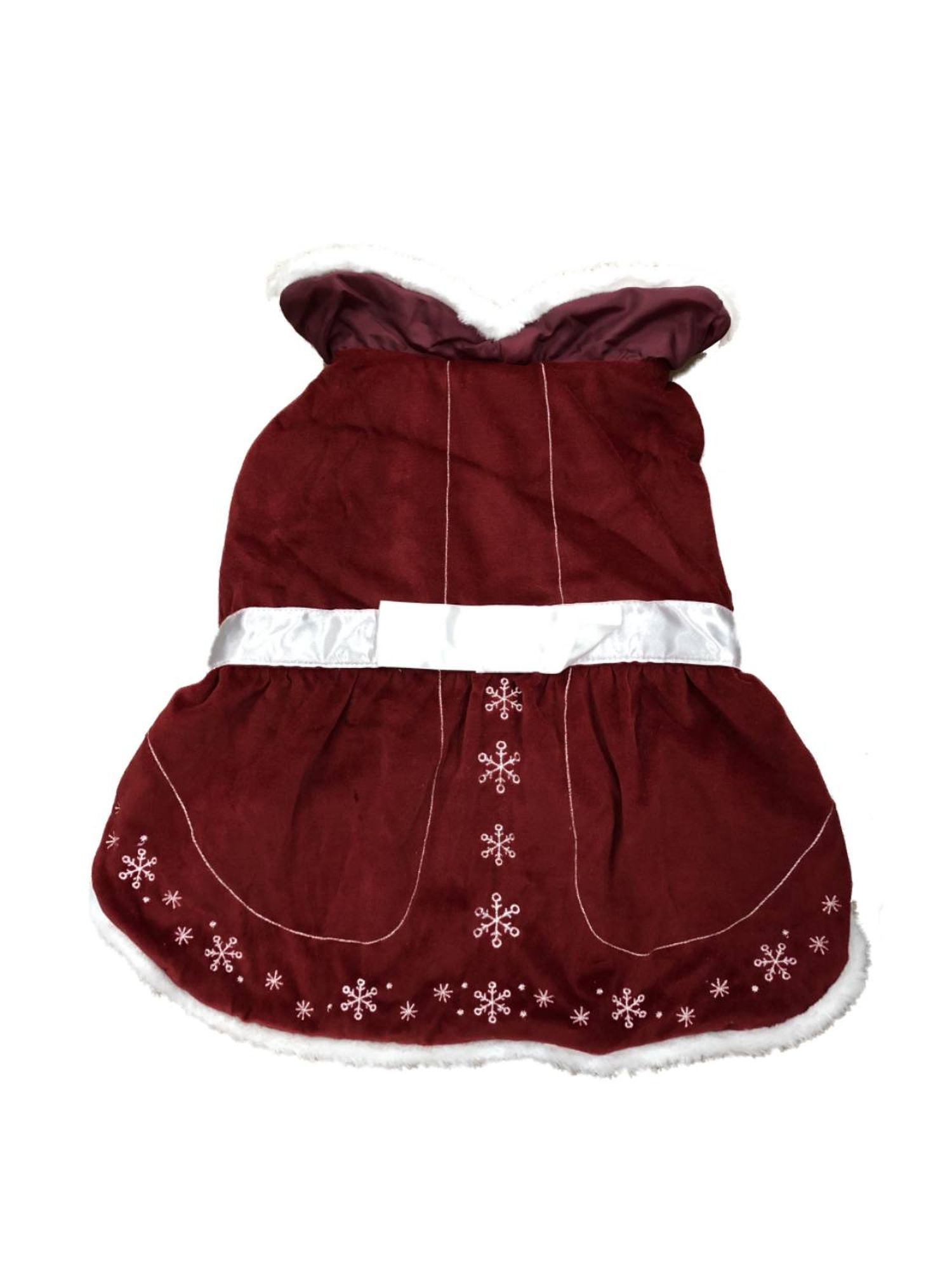 Red Christmas Holiday Dress BowTie Snowflake Dog Pet Costume Outfit