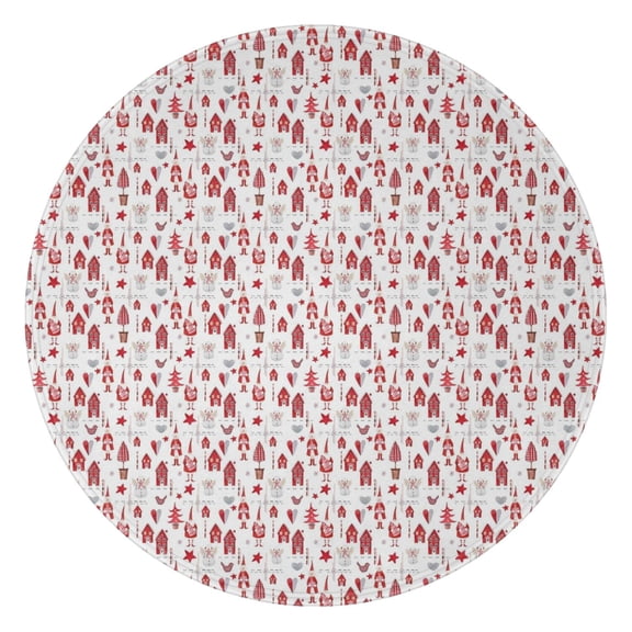 Red Christmas House and Tree Pattern Round Blanket,Comfortable Soft Flannel Throw Blanket,All Season,Warm Lightweight Blankets for Sofa Bed Couch Living Room Chair 60"x60"