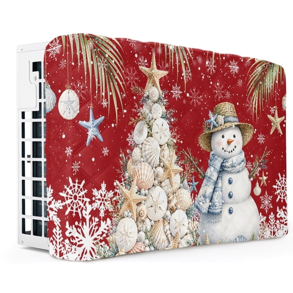 Red Christmas Indoor Air Conditioner Cover, Coastal Xmas Snowman ...