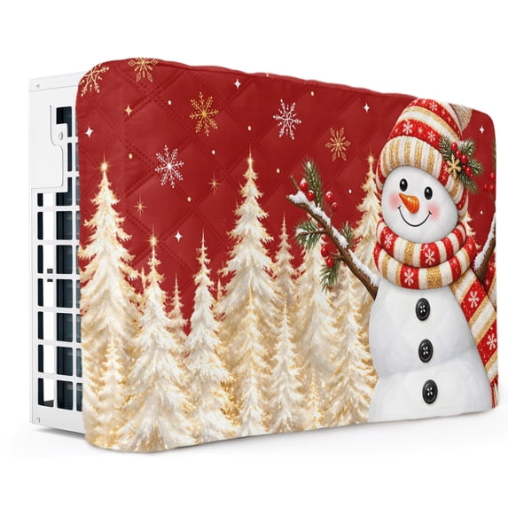 Red Christmas Indoor Air Conditioner Cover, Snowman Golden Tree Xmas ...