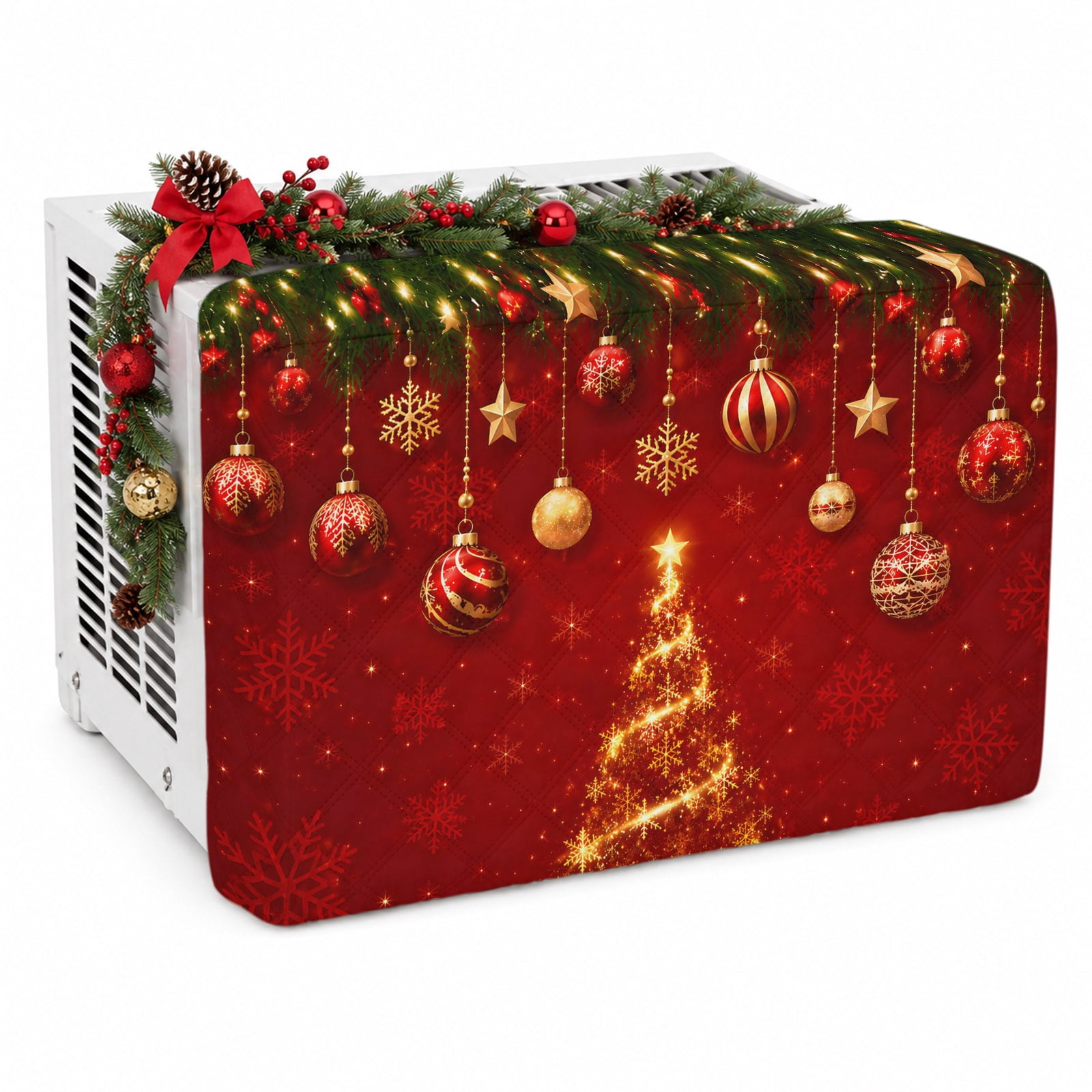 Window 98 Red Red Christmas Indoor Air Conditioner Covers, Insulation AC Unit Cover ...
