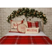 Red Christmas Indoor Theme Backgroud Merry Christmas Room Set Backdrop Xmas Tree by Bed Pillows Vintage Brick Wall Photography Backgroud Happy New Year Photo Vinyl Wallpaper BoTong_Xmas03