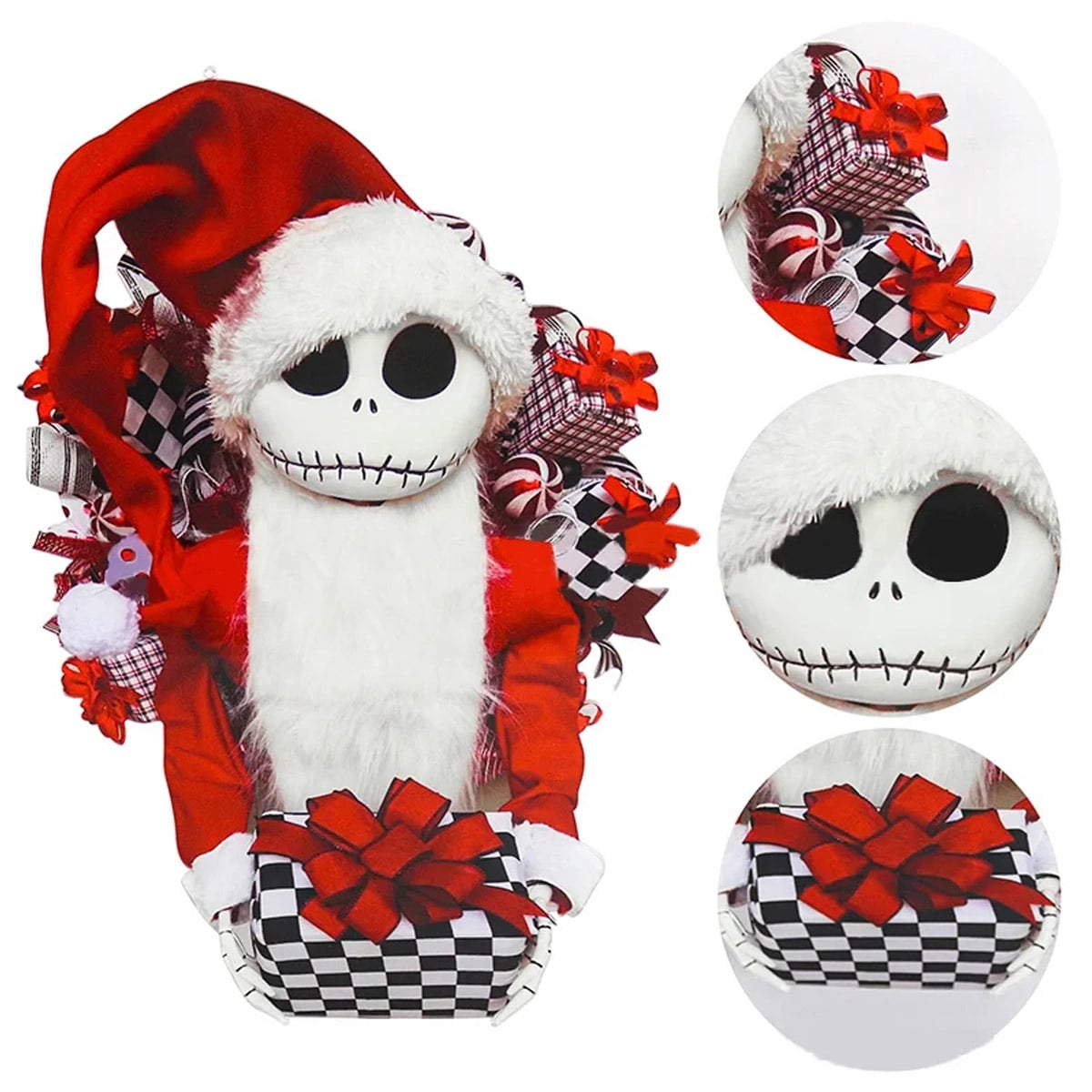 Red Christmas Jacks Skellington Wreath for Front Door Wall Door