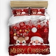 thumbnail image 1 of Red Christmas King Size Comforter Set, Cute Santa Claus Deer Winter Snowflake Soft Bedding for All Seasons, 4 Pcs Bed Set with 1Comforter (90"x106") ,1 Sheet(94"x116"), 2 Pillowcases (19"x35"), 1 of 7