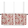 thumbnail image 1 of Red Christmas Kitchen Curtain 2 Panels Tiers Curtains 36 Inch Length, Xmas Poinsettia Tree Snowflake Rustic Curtains Rod Pocket Curtains Window Drapes Treatment Window Cafe Curtains, 1 of 1