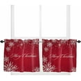 thumbnail image 1 of Red Christmas Kitchen Curtain 2 Panels Tiers Curtains 36 Inch Length, Xmas Snowflake Merry Christmas Curtains Rod Pocket Curtains Window Drapes Treatment Window Cafe Curtains, 1 of 5