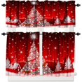 thumbnail image 1 of Red Christmas Kitchen Curtain Tiers and Valance Curtain Sets Snowman Xmas Tree Romantic Snowflake Decorative Cafe Curtains Set for Kitchen Living Room Bathroom 54x18 & 27x24x2, 3 Panel, 1 of 4